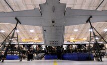MOODY AIR FORCE BASE, Ga.-- An HC-130P Combat King sits on aircraft jacks as engineers and technicians develop the Air Combat Command’s first loadmaster crashworthy seat April 7. Once the seat is tested and approved, it will be placed into the rest of the HC-130P aircraft fleet. (U.S. Air Force photo/Airman 1st Class Benjamin Wiseman)(RELEASED)