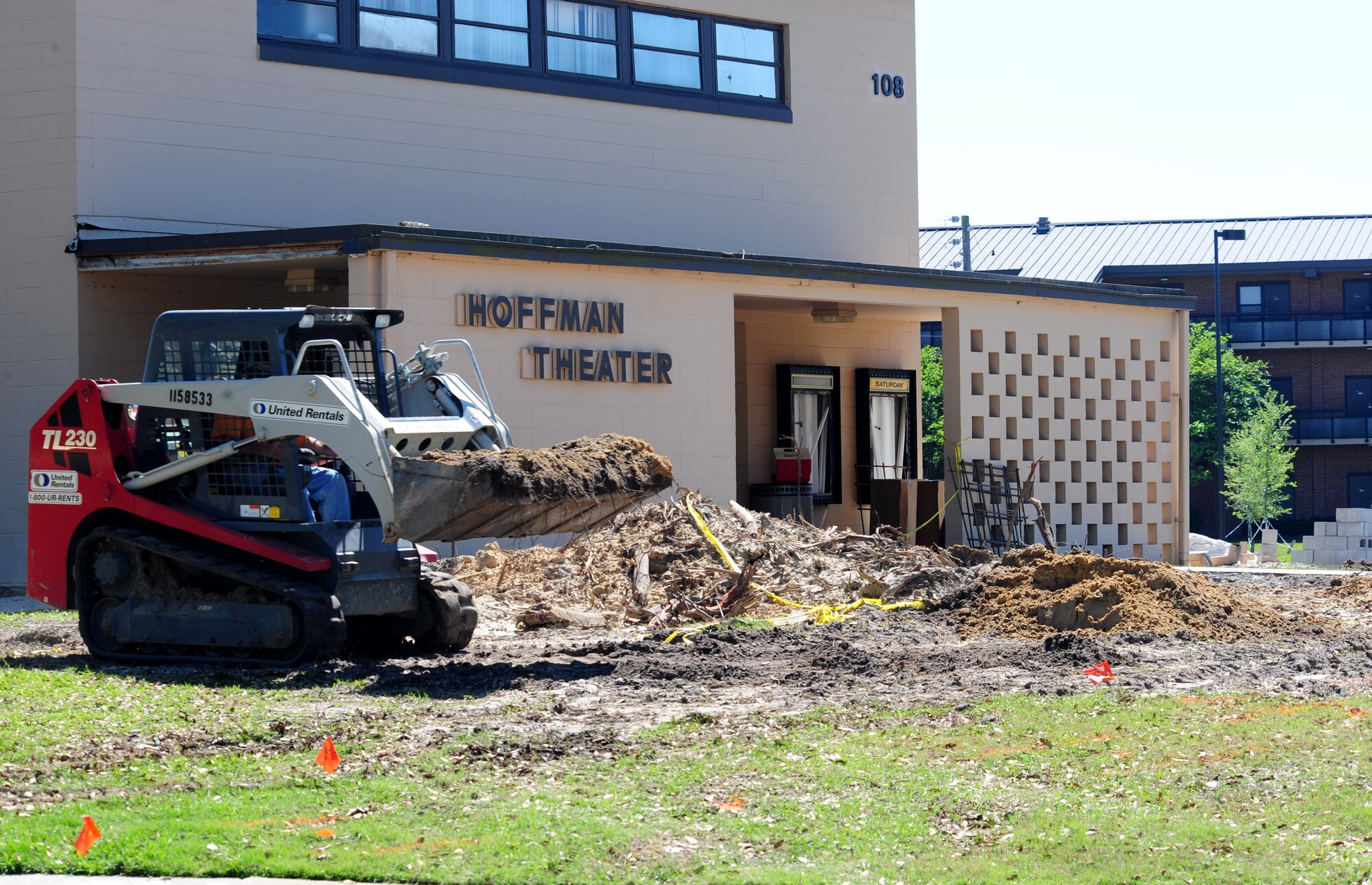 MOODY AIR FORCE BASE, Ga.-- Contractors begin renovation on the Hoffman Theater April 7. The theater renovations will increase morale on base and give Airmen a place to watch movies instead of driving into town. (U.S. Air Force photo/Senior Airman Stephanie Mancha)(RELEASED)