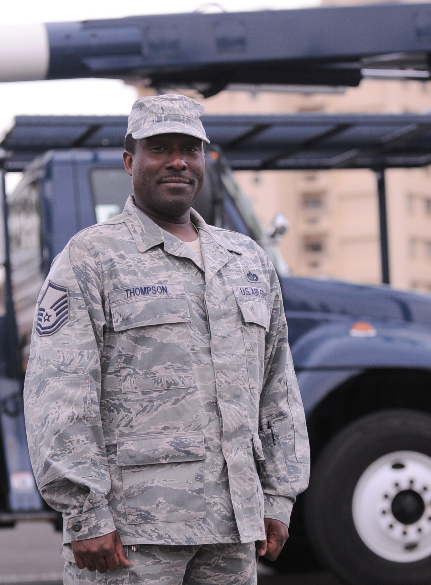 YOKOTA AIR BASE, Japan -- Master Sgt. Paul Thompson, 374th Civil Engineer Squadron, poses for a photo at Yokota Air Base, Japan April 8, 2011. Sergeant Thompson, a native of New York, N.Y., ensures that the base has electrical power throughout the duration of Operation Tomodahi. (U.S. Air Force photo/Airman 1st Class Krystal M. Garrett) 