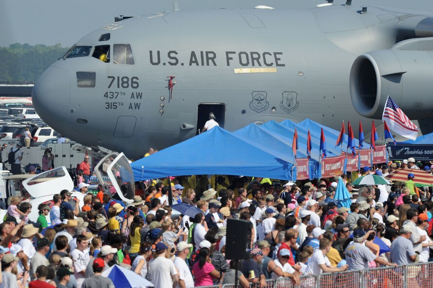 Nearly 80,000 people came out to Charleston Air Expo 2011 April 9, 2011, at Joint Base Charleston, S.C.  Performances included the U.S. Air Force Thunderbirds, the Black Daggers U.S. Army Special Operations Command parachute demonstration team, the Commemorative Air Force's Tora! Tora! Tora! and other aerial acts as well as dozens of static displays. (U.S. Air Force Photo/Tech. Sgt. Chrissy Best)  