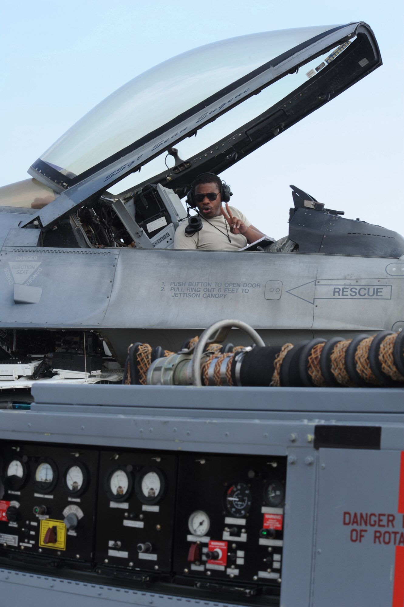 An Airman assigned to the 52nd Aircraft Maintenance Squadron checks the power of an F-16 Fighting Falcon on March 31 at Aviano Air Base, Italy. The 52nd AMXS deployed here from Spangdahlem Air Base, Germany, in support of Operation Unified Protector. (U.S. Air Force photo/ Staff Sgt. Nadine Y. Barclay)