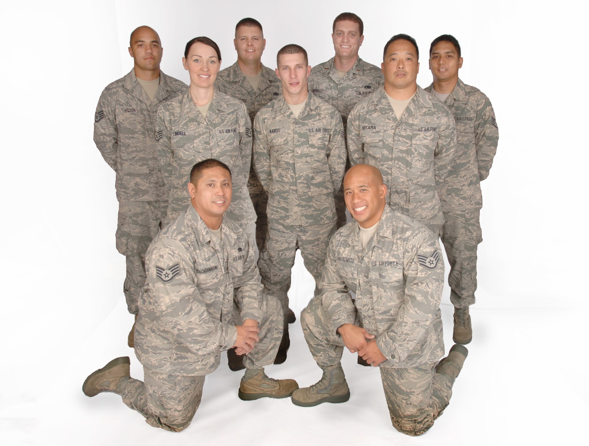 The 15th Aircraft Maintenance Squadron's Rodeo team is a total force team with both active duty and Hawaii Air National Guard Airmen. The maintainers are led by Lt. Beau Burkley. His team includes Senior Master Sgt. Ronald Timbreza, Master Sgt. Michael Evans, Staff Sgt. Christopher Macadangdang, Staff Sgt. Adrian Matsumoto, Airman Jared Karos, Staff Sgt. Robin Crisostomo, Master Sgt. Daniel Hiyama, Staff Sgt. Anastacia Lindell, Staff Sgt. Bradley Visitacion, Staff Sgt. Jorge Mejias, Staff Sgt. Levon Wilson and Tech Sgt. Joshua Gilberston. The team will compete and the 2011 biennial Air mobility Command Rodeo held at Joint Base Lewis-McChord July 22nd to the 31st. (U.S. Air Force Photo/David Underwood)