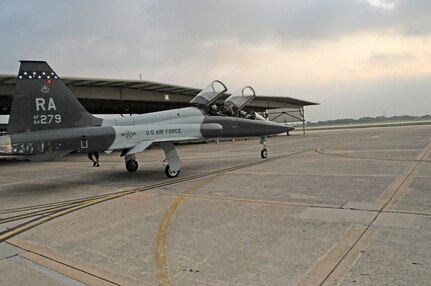 With all prior maintance complete, the T-38 Talon launches from the east flight line at Ranolph April 8. Maintance workers at Randolph prepare and launch a large variety of aircraft daily.(U.S. Air Force photo/Airman Alexis Siekert)