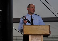 Col. Patrick Malackowski, 51st Fighter Wing commander, addresses Airmen during a commanders call and post-ORI debreifing.  The 51st Fighter Wing earned an excellent rating during the 2011 Korea Pacific Air Forces Command Operational Readiness Inspection.  The inspection began April 3 and concluded April 7.  (U.S. Air Force Photo by Senior Airman Evelyn Chavez)