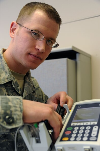 Staff Sgt. James Madnick, 319th Medical Support Squadron biomedical equipment repair technician, is the Warrior of the Week for Apr. 13 through 20. Warrior of the Week recognizes everyday Airmen, working their every day jobs. (U.S. Air Force photo by Airman 1st Class Amber Bennett)