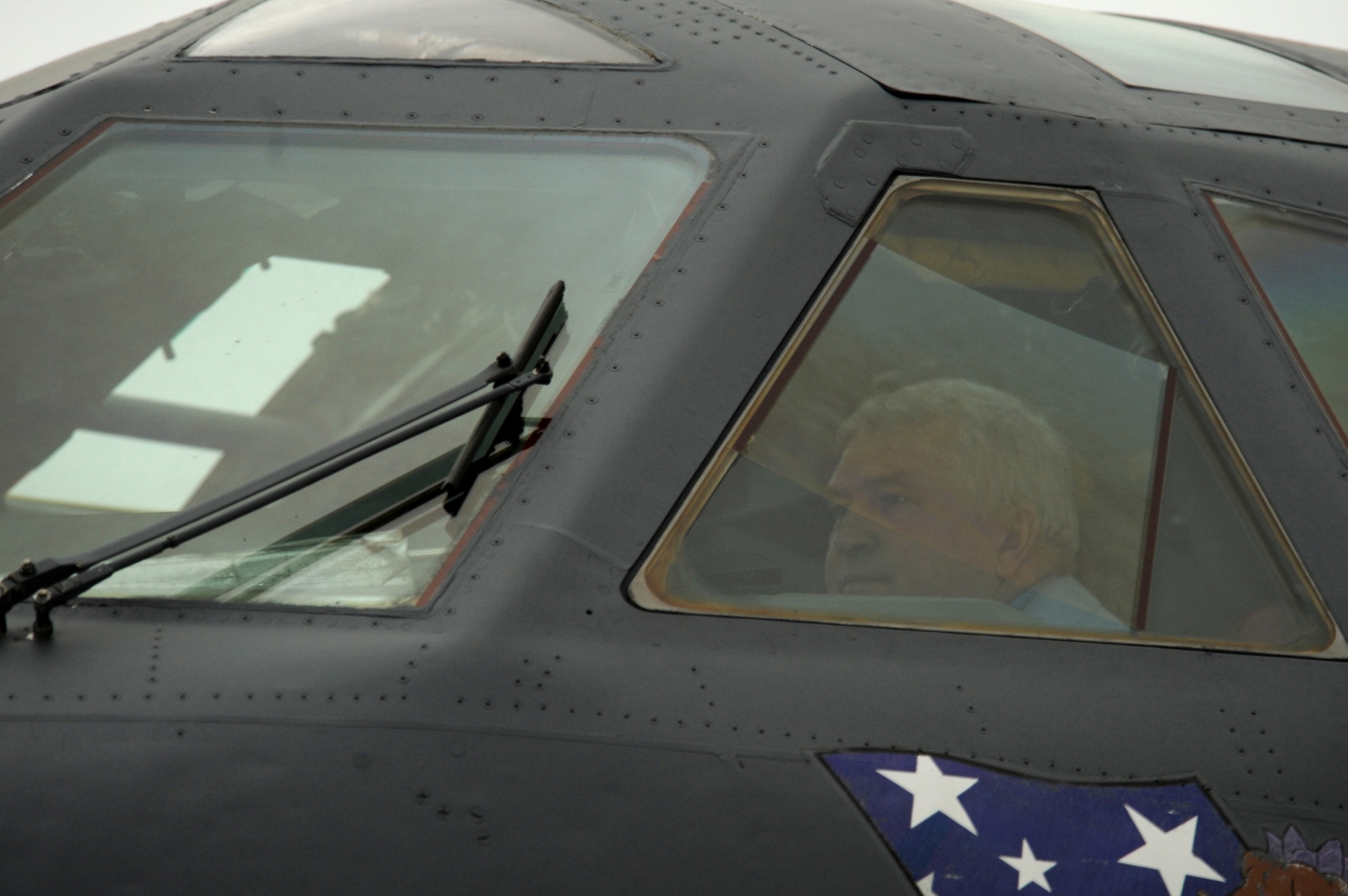 BARKSDALE AIR FORCE BASE, La - General-Colonel Alexander Nikolayevich Zelin,
Commander-in-Chief of the Russian Federation Air Force, sits in the cockpit
of a B-52 during his visit to Air Force Global Strike Command April 4. The
Russian Air Chief received an overview of Air Force Global Strike Command's
mission as part of the Chief of Staff of the Air Force's counterpart visit
program.   (U.S. Air Force photo/Master Sgt. Corey A. Clements)