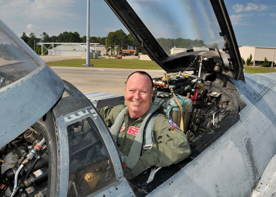 Major Joseph Keenan a flight surgeon with, the 104th Fighter Wing, Massachusetts Air National Guard shows his satisfaction following an incentive ride in an F-4 Phantom while deployed to Tyndall AFB Florida, in support of the Weapons System Evaluation Program (WSEP) on April 12, 2011. The two week training and evaluation program is important for ground crews to test their maintenance systems and processes while loading live munitions on F-15 Eagles, as well as critical live training for the F-15 pilots to employ air-to-air missiles against real world targets including unmanned F-4s.