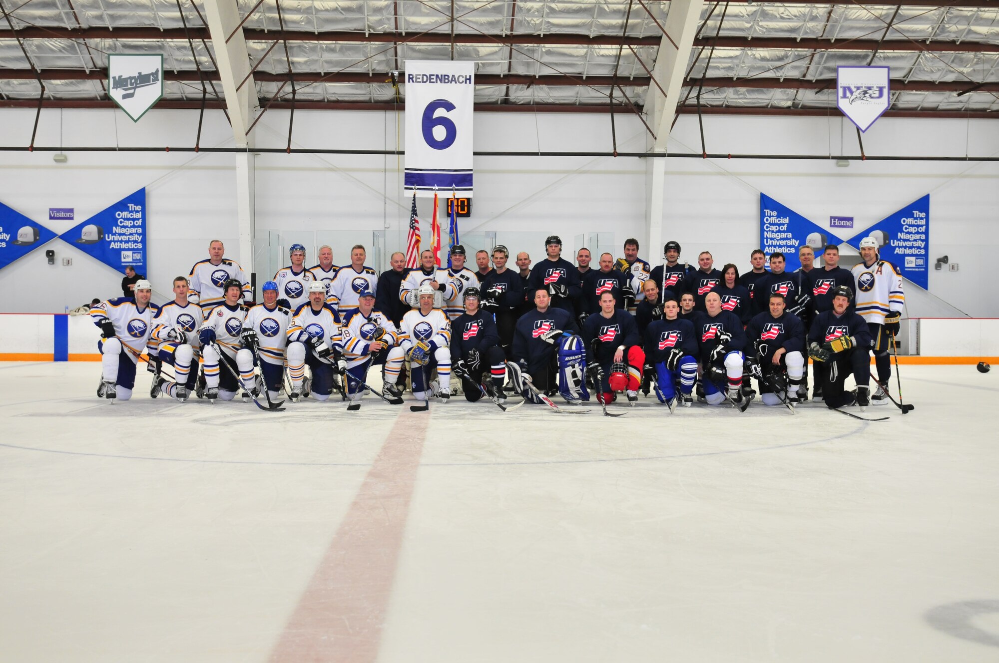 Buffalo Sabers?  Alumni against Niagara Falls Air Reserves Stations Team Niagara game on April 10, 20011. Member for both units 107th Airlift Wing and 914th Airlift Wing(Air Force Photo/TSgt Justin Huett)