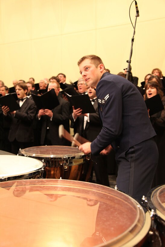 A1C Justin Ahlberg performs with the Band of the Midwest during the 2011 IMEA Opening Gala Concert