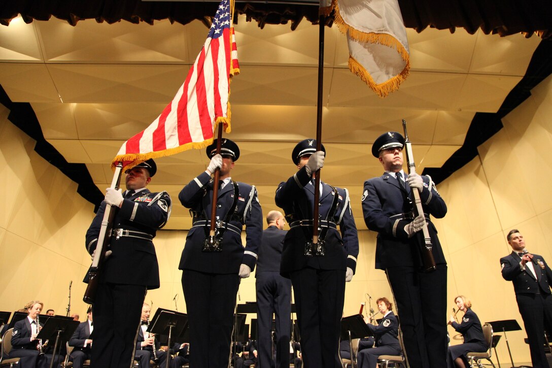 The Honor Guard from the 182 AW Peoria opens the concert for the Band of the Midwest at the 2011 IMEA Opening Gala Concert