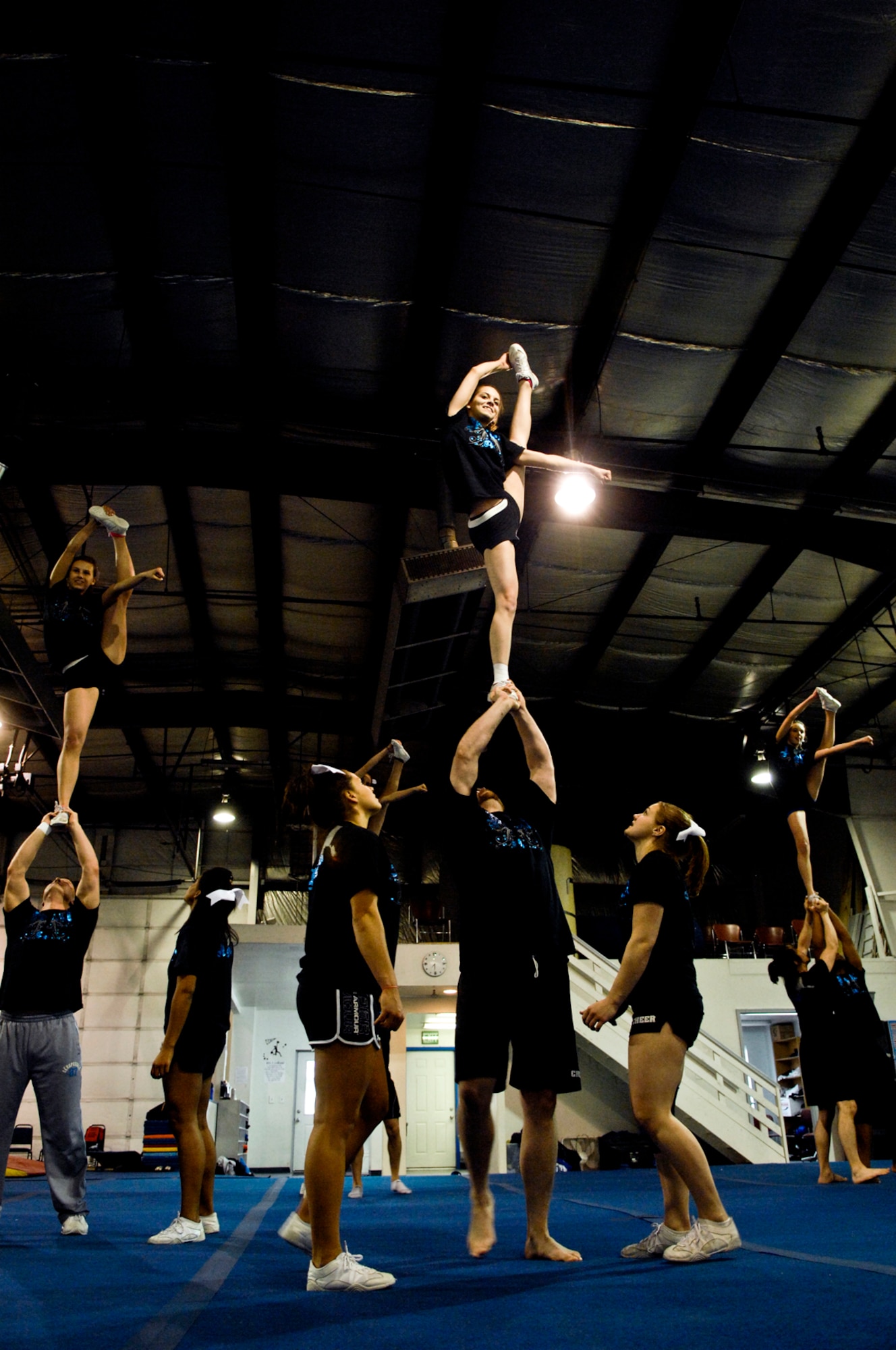 ANCHORAGE, Alaska --Members of the Denali Cheerleading team practice their routine. The Denali team will be representing Alaska in the upcoming World Cheerleading competition in Orlando Fla. (U.S. Air Force photo/Airman 1st Class Jack Sanders)