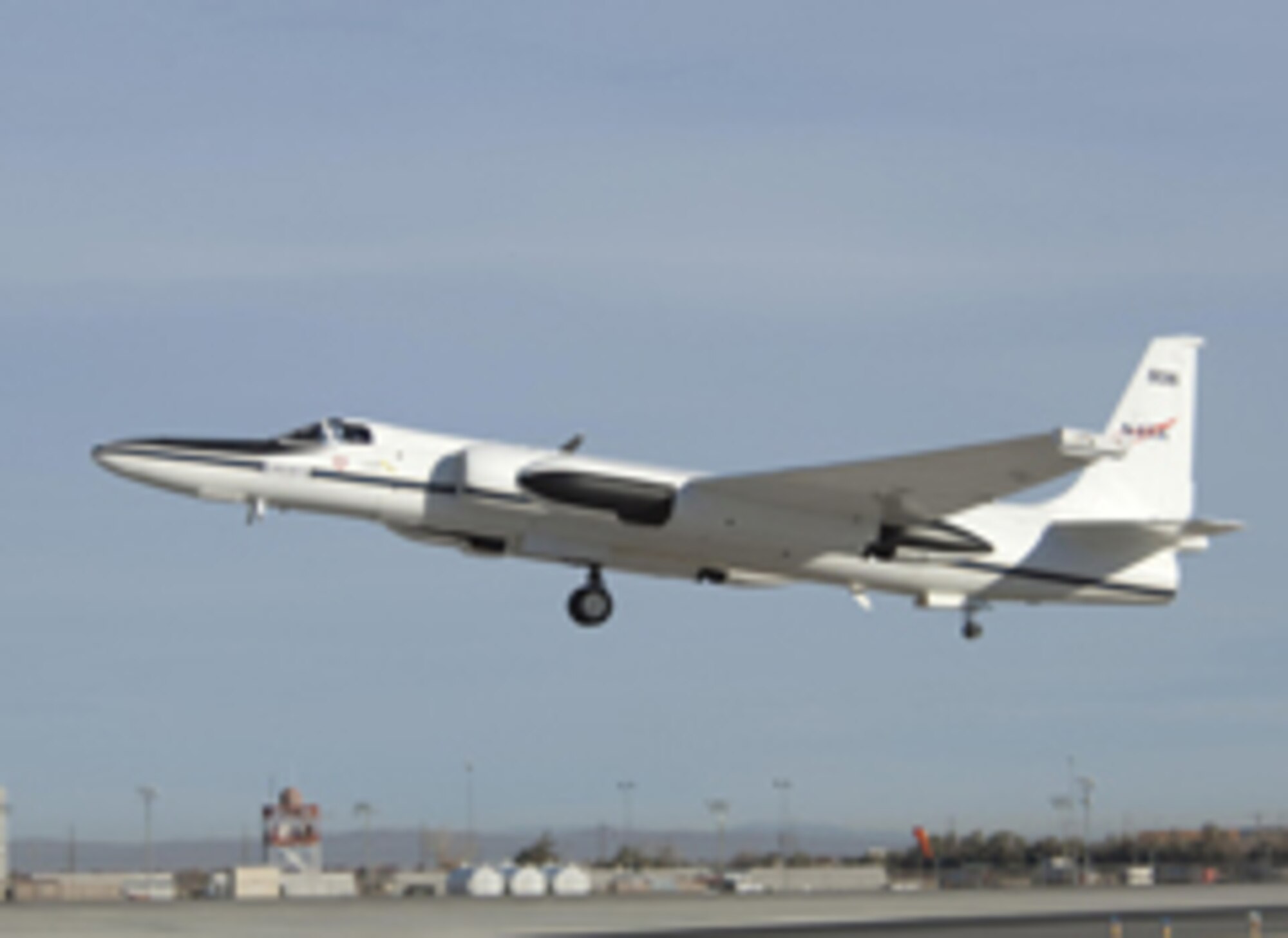 One of NASA's ER-2 aircraft, pictured here, takes off in support of NASA's Sub-orbital Science Program. The aircraft regularly operates at altitudes exceeding 65,000 feet and acquires data above 95 percent of Earth's atmosphere. At such high altitudes the aircraft provides a stable platform for Earth imagery, atmospheric research and electronic sensor development. Photo courtesy of NASA