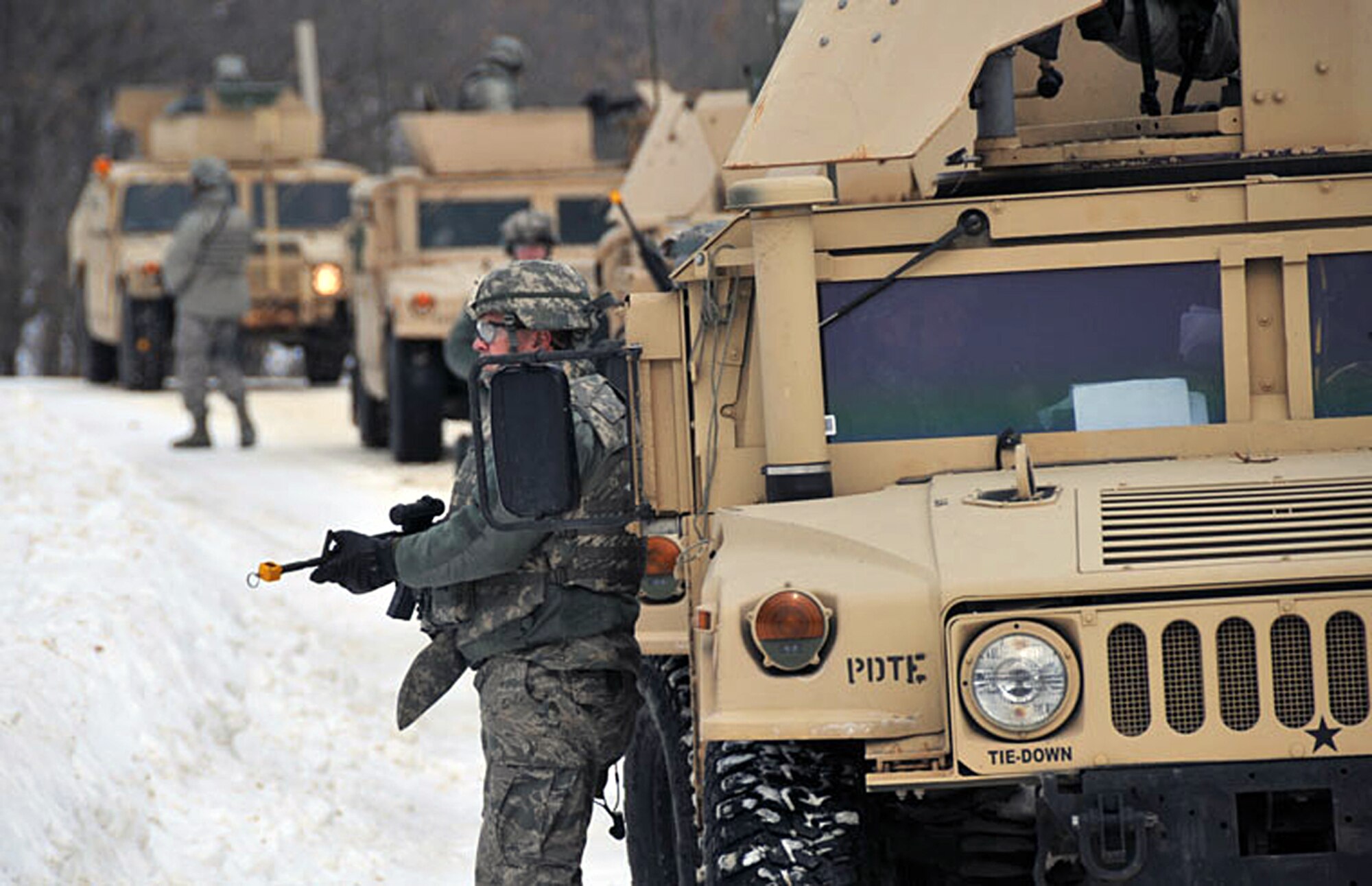 Engineers train at Fort McCoy, Wis., for their recent deployment to Afghanistan. The engineers are assigned to the 452nd Civil Engineer Squadron at March Air Reserve Base, Calif., and the 934th Civil Engineer Squadron at Minneapolis-St. Paul Air Reserve Station, Minn. (U.S. Air Force photo/Staff Sgt. Kim Hickey)