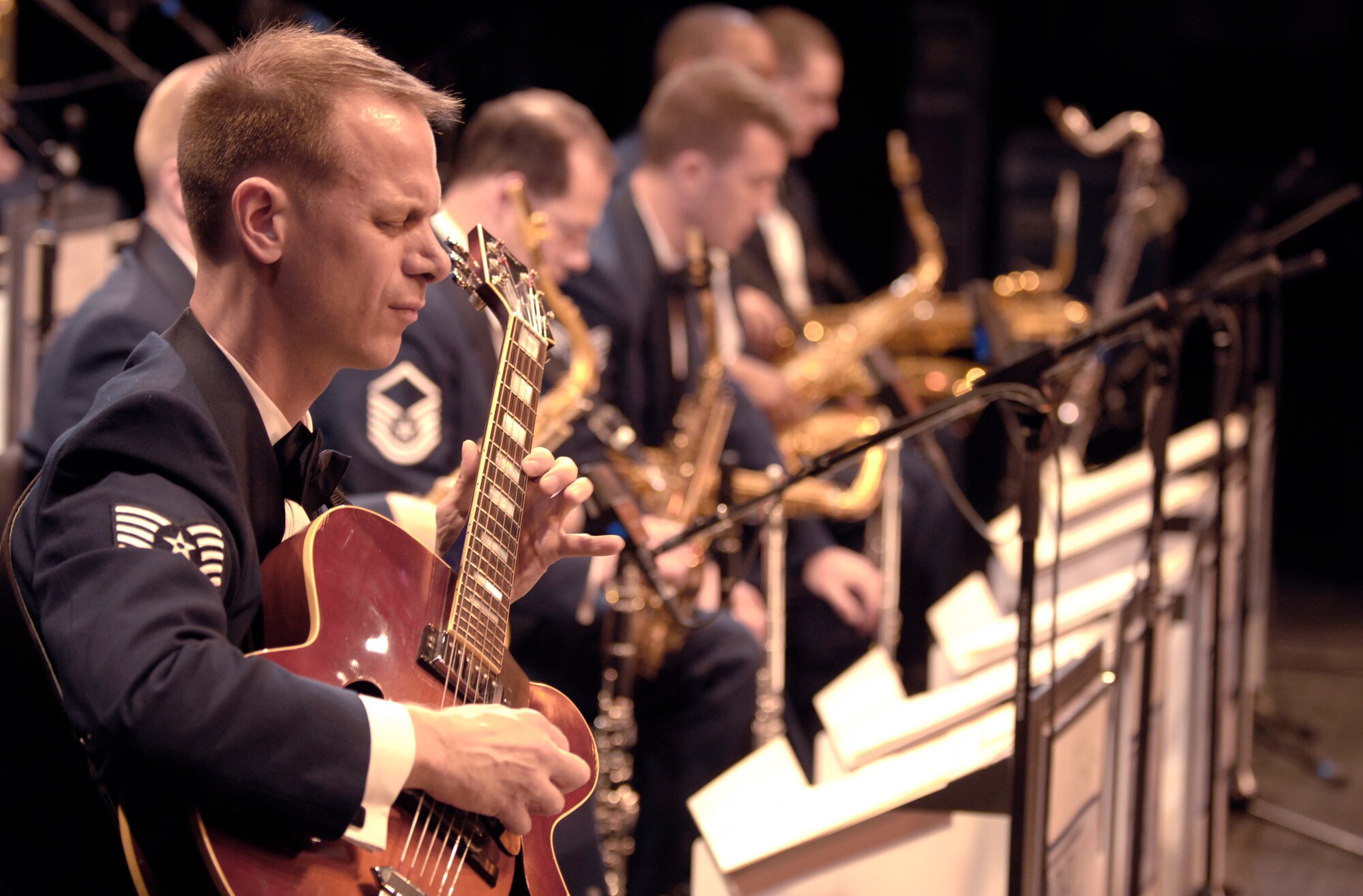 Tech. Sgt. Geoffrey Clay Reecer performs March 23, 2011, at Vanderbilt University, Nashville, Tenn. Sergeant Reecer is a guitarist with the Airmen of Note, the premier jazz ensemble of The U.S. Air Force Band. (U.S. Air Force photo/Airman 1st Class Tabitha N. Haynes)