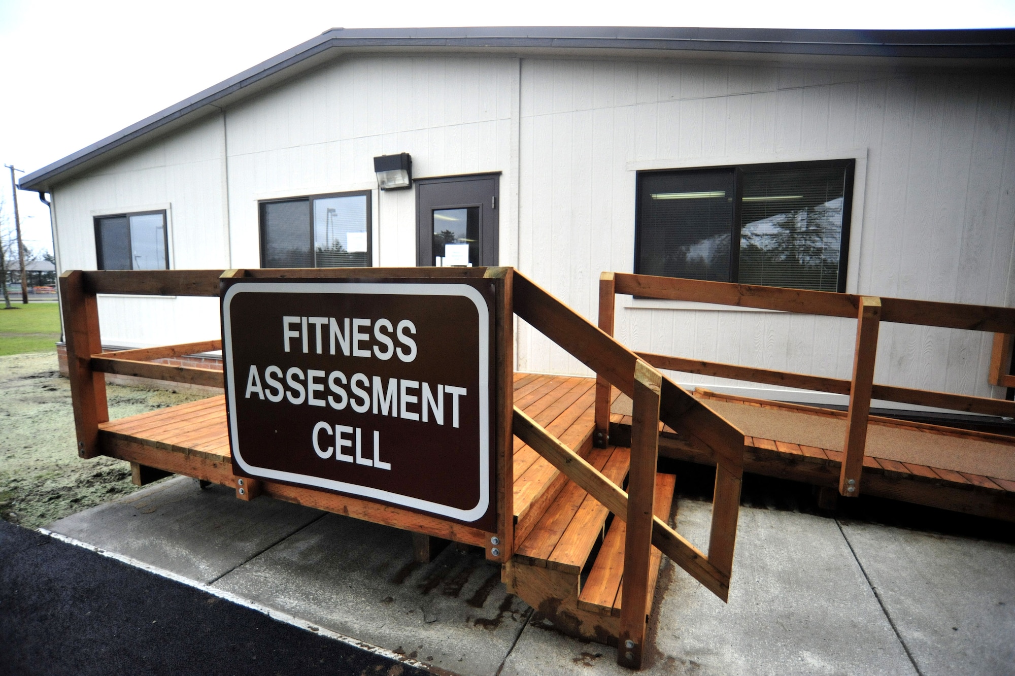 The McChord Field Fitness Assessment Cell, formerly located near building 552 behind the Airman and Family Readiness Center, has been re-located next to the track on Battery Road. As of April 11, the facility has resumed the normal testing cycle of 3 times a day, five days a week, at the new location. (U.S. Air Force photo/Airman 1st Class Leah Young)