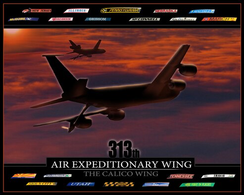 EUROPEAN THEATER -- The 406th Air Expeditionary Wing was eventually redesignated as the 313th AEW following Col. Chad Manske's, 100th Air Refueling Wing commander, departure.The tail flashes represent all of the bases supporting the 313th AEW, which is responsible for air refueling in support of Operation Odyssey Dawn and now Operation Unified Protector. (U.S. Air Force Graphic illustration/Tech. Sgt. Shawn Monk)