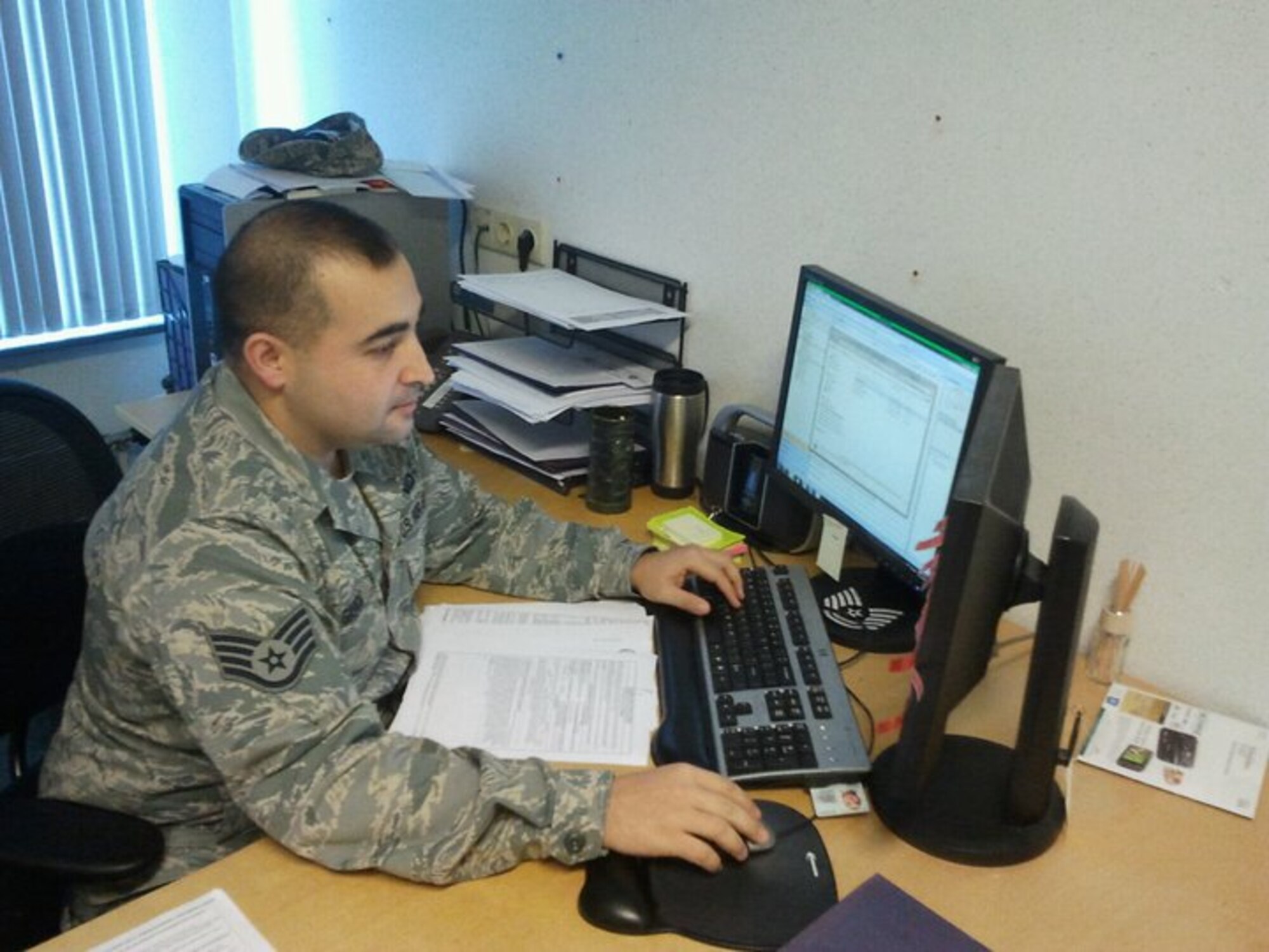 SPANGDAHLEM AIR BASE, Germany – Staff Sgt. Jose A. Garcia, 703rd Munitions Support Squadron financial services/alternate resource advisor, is the Super Saber Performer for the week of April 15 - 21. (U.S. Air Force photo/Senior Airman Nick Wilson)