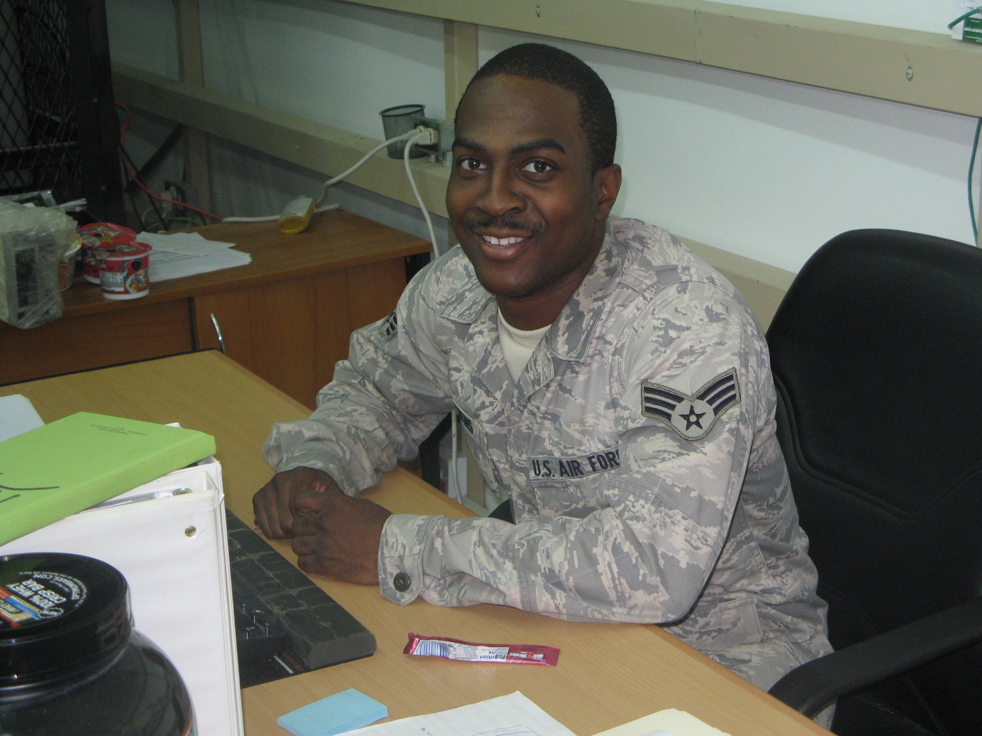 Senior Airman Deunterriyo Jenkins is deployed from the 4th Operations Group out of Seymour Johnson Air Force Base, N.C.. (Courtesy Photo)
