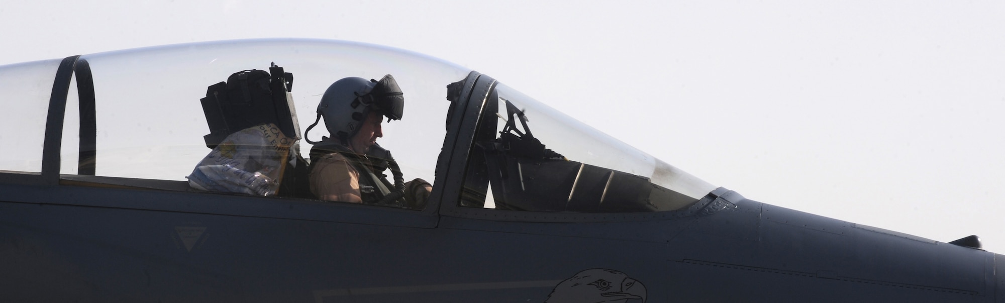 A 493rd Expeditionary Fighter Squadron F-15C pilot taxis in after arriving in Southwest Asia April 9, 2011, to enhance regional partnerships. The 493rd EFS is deployed from RAF Lakenheath, United Kingdom. The F-15C Eagle's air superiority is achieved through a mixture of unprecedented maneuverability and acceleration, range, weapons and avionics. (U.S. Air Force photo by Senior Airman Maynelinne De La Cruz)
