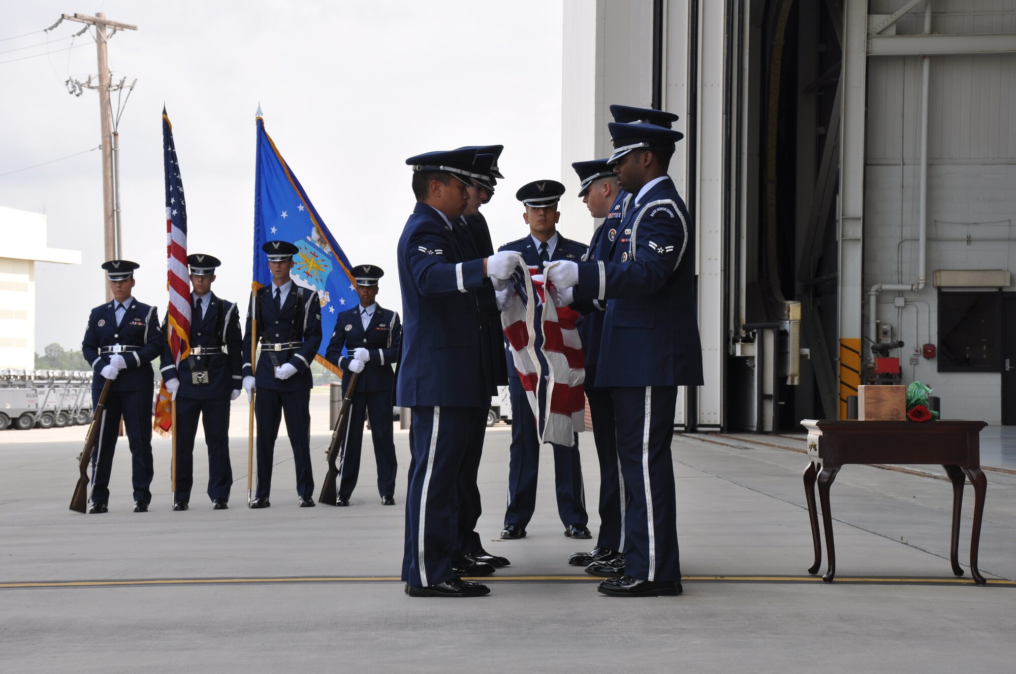 Members of the 315th Airlift Wing and family and friends of former 315th AW Commander, Major General Robert B. Stephens, gathered together on Apr. 16 at the Joint Base Charleston Air Base for a memorial service honoring him. In September 1988, he was selected as the vice commander, then became commander of the 315th AW until 1991. General Stephens is survived by his wife and partner of 50 years, Cathleen Prothro Hill Stephens, daughter, Mary Ella Stephens, son, Robert B. Stephens, Jr., grandaughter, Danielle Cathleen Krukowski, and brother, John C. Stephens. (U.S. Air Force Photo/ 2Lt Jeff Kelly)