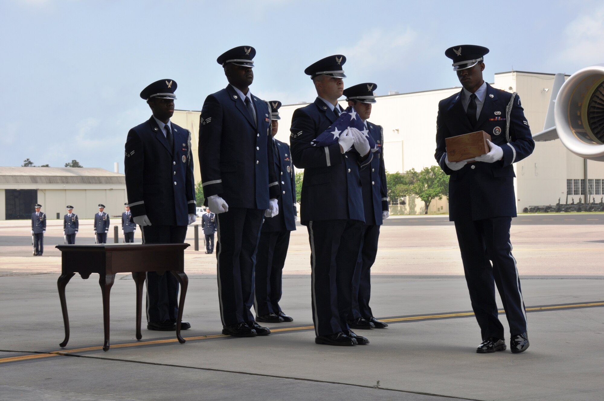 Members of the 315th Airlift Wing and family and friends of former 315th AW Commander, Major General Robert B. Stephens, gathered together on Apr. 16 at the Joint Base Charleston Air Base for a memorial service honoring him. In September 1988, he was selected as the vice commander, then became commander of the 315th AW until 1991. General Stephens is survived by his wife and partner of 50 years, Cathleen Prothro Hill Stephens, daughter, Mary Ella Stephens, son, Robert B. Stephens, Jr., grandaughter, Danielle Cathleen Krukowski, and brother, John C. Stephens. (U.S. Air Force Photo/ 2Lt Jeff Kelly)