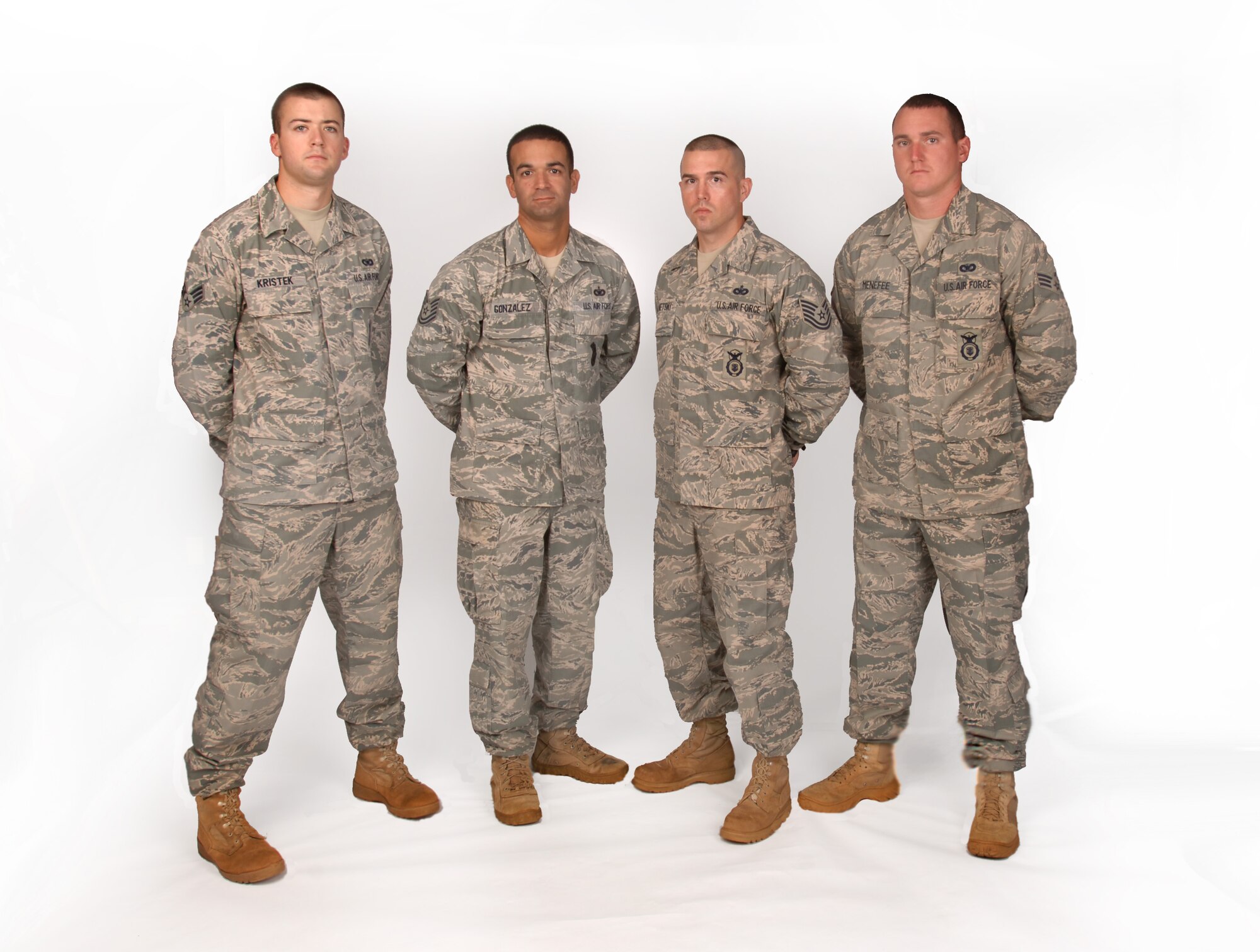 The 647th Security Forces Squadron  Rodeo team will be lead by Tech. Sgt. Michael Skonetski. His team includes Tech. Sgt. Pablo Gonzalez, Senior Airman Christopher Menefee and Senior Airman Jeffrey Kristek. The team will compete in the 2011 biennial Air mobility Command Rodeo held at Joint Base Lewis-McChord July 22nd to the 31st. (U.S. Air Force Photo/Airman 1st Class Lauren Main) 