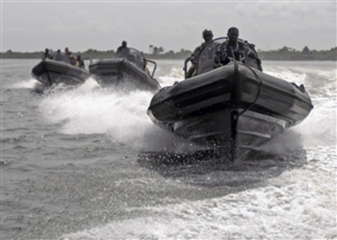 U.S. Navy sailors conduct visit, board, search and seizure training with Nigerian special operations sailors at the Joint Maritime Special Operations Training Command as part of Africa Partnership Station West in Lagos, Nigeria, on April 13, 2011.  Africa Partnership Station is an international security cooperation initiative facilitated by Commander, U.S. Naval Forces Europe-Africa aimed at strengthening global maritime partnerships through training and collaborative activities in order to improve maritime safety and security in Africa.  