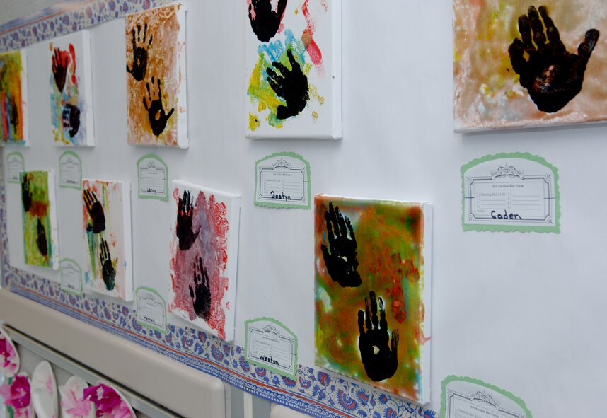 Children’s artwork adorns the walls of the Child Development Center at Ellsworth Air Force Base, S.D., April 19, 2011. The paintings are part of an art show designed to support Teacher Appreciation Day, May 6. (U.S. Air Force photo by Senior Airman Jarad A. Denton)