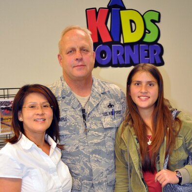 Master Sgt. Michael Maple, an aircraft generation mechanic with the 452nd Maintance Squadron and air conditioning contractor is from Wellsville, Ohio.  His wife, Malee and daughter Morgan participate in the Yellow Ribbon Program.  (U.S. Air Force photo/Linda Welz)