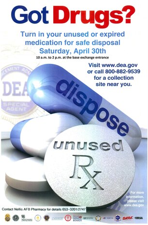 For more information contact the Nellis pharmacy at 653-3201 or 653-2747 or visit www.dea.gov.