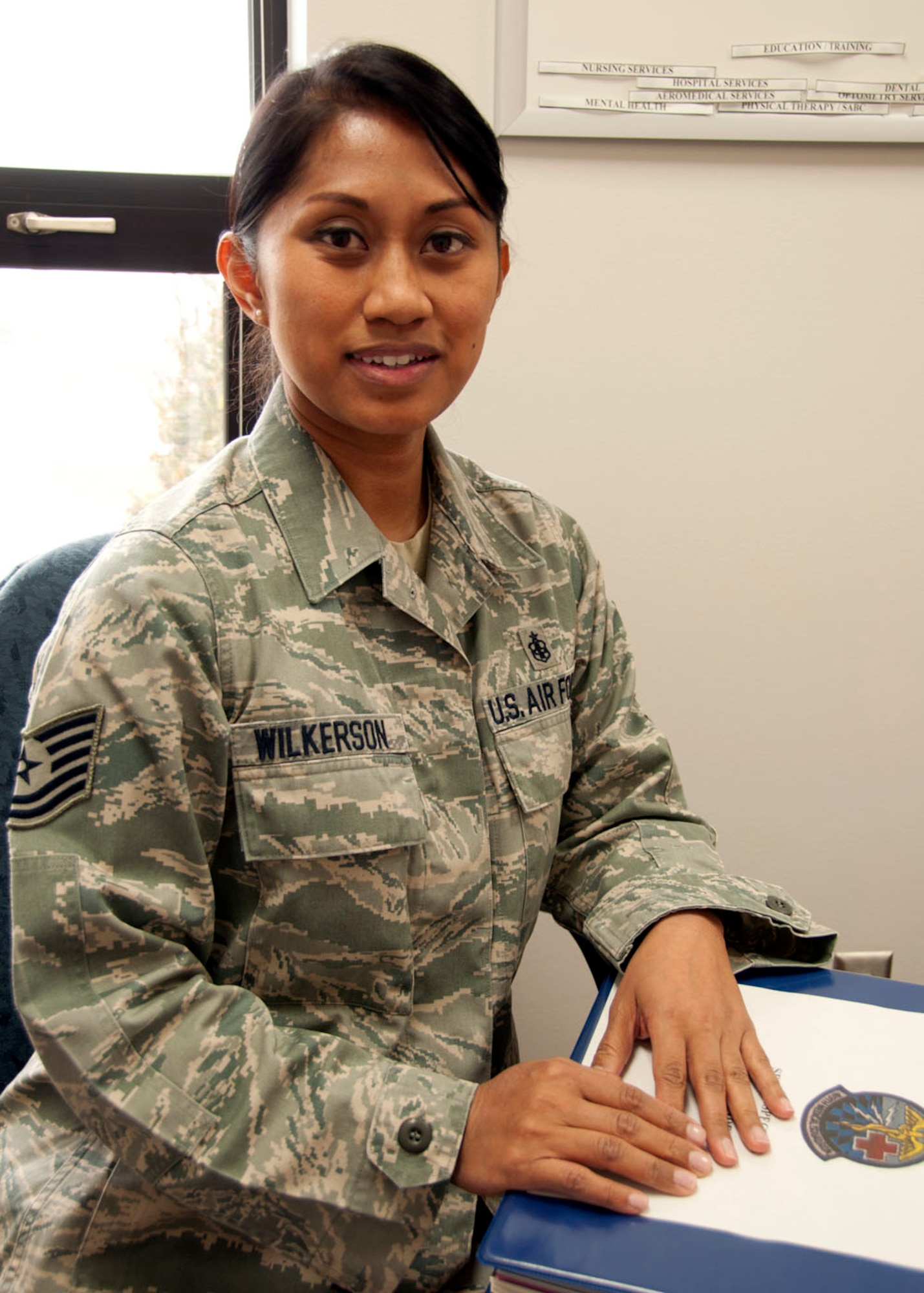 Tech. Sgt. Michelle Wilkerson, 419th Medical Squadron, reviews unit training requirements.  (U.S. Air Force photo/Staff Sgt. Heather Skinkle)