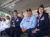 Col. Karl McGregor, Commander, 452nd Air Mobility Wing, Air Force Reserve Command, March Air Reserve Base, Calif., Jack H. Brown, Chairman of the Board, and Chief Executive Officer of Stater Bros. Markets, and Brig. Gen. Pamela Milligan, Vice-Commander, 4th Air Force, Air Force Reserve Command, March Air Reserve Base, Calif., sit on the reviewing stand during the 6th annual 