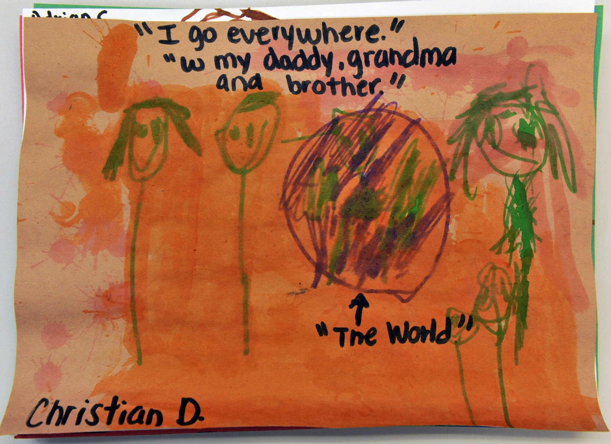 Children at the Cannon Air Force Base, N.M., Child Development Center drew pictures expressing what it means to be a military child, read books, sang songs, and participated in other activities to celebrate being military children throughout the month of April.  (courtesy photo) (RELEASED)