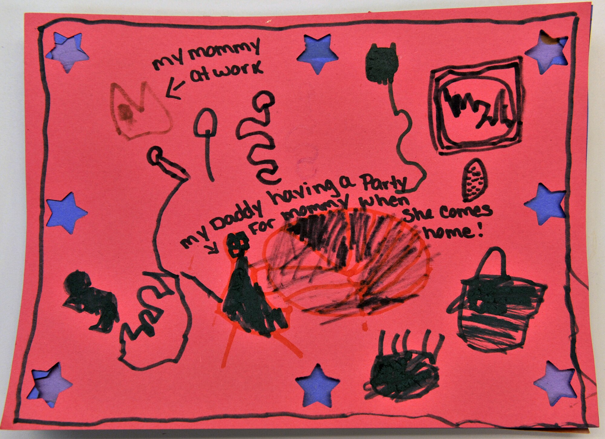 Children at the Cannon Air Force Base, N.M., Child Development Center drew pictures expressing what it means to be a military child, read books, sang songs, and participated in other activities to celebrate being military children throughout the month of April.  (courtesy photo) (RELEASED)