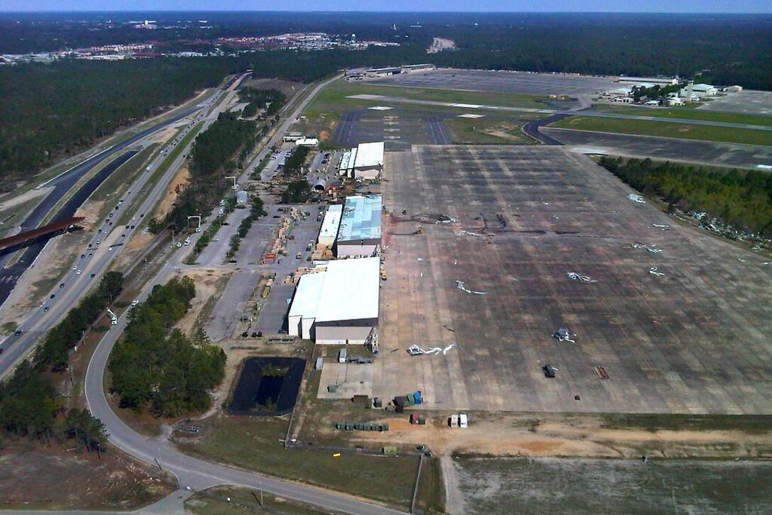 Debris remains on Simmons Army Airfield on Fort Bragg, N.C., April 18, 2011, after numerous tornadoes hit the area, April 16.