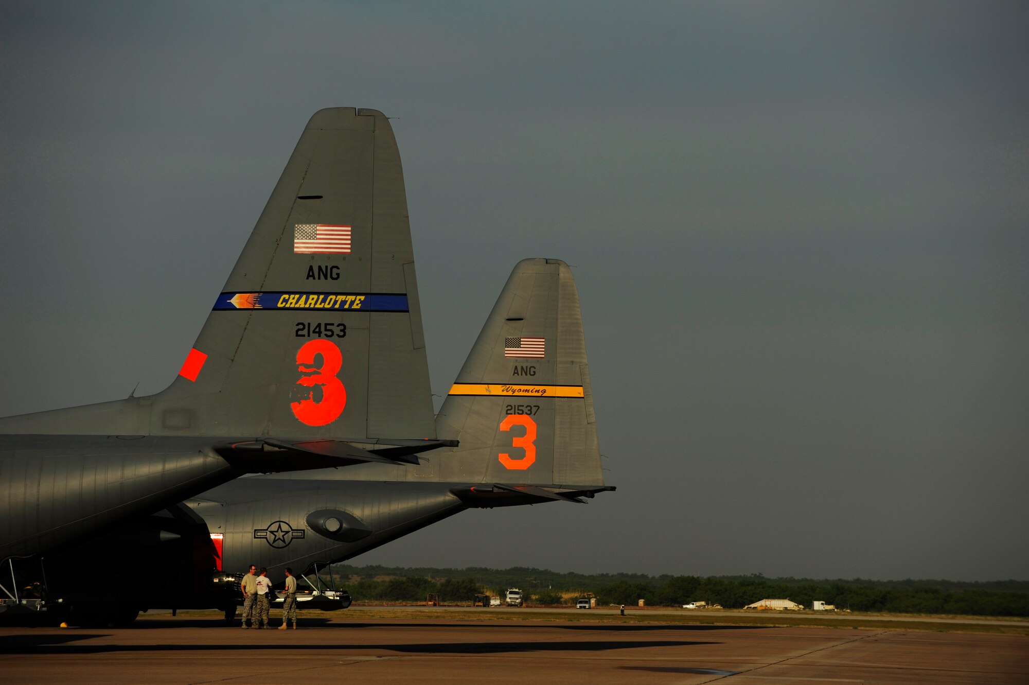 Airmen from California Air National Guard's 146th Airlift Wing, North Carolina Air National Guard's 145th Airlift Wing and Wyoming Air National Guard's 153rd Airlift Wing conduct firefighting operations at Dyess Air Force Base, Texas, April 19, 2011.  The Airmen maintain and operate the Modular Airborne Firefighting System(MAFFS) housed aboard a C-130 Hercules which is capable of dispensing 3,000 gallons of water or fire retardant in under 5 seconds.  The wildfires have spread across various parts of Texas and have burned more than 1,000 square miles of land.  (U.S. Air Force Photo/Staff Sgt. Eric Harris)