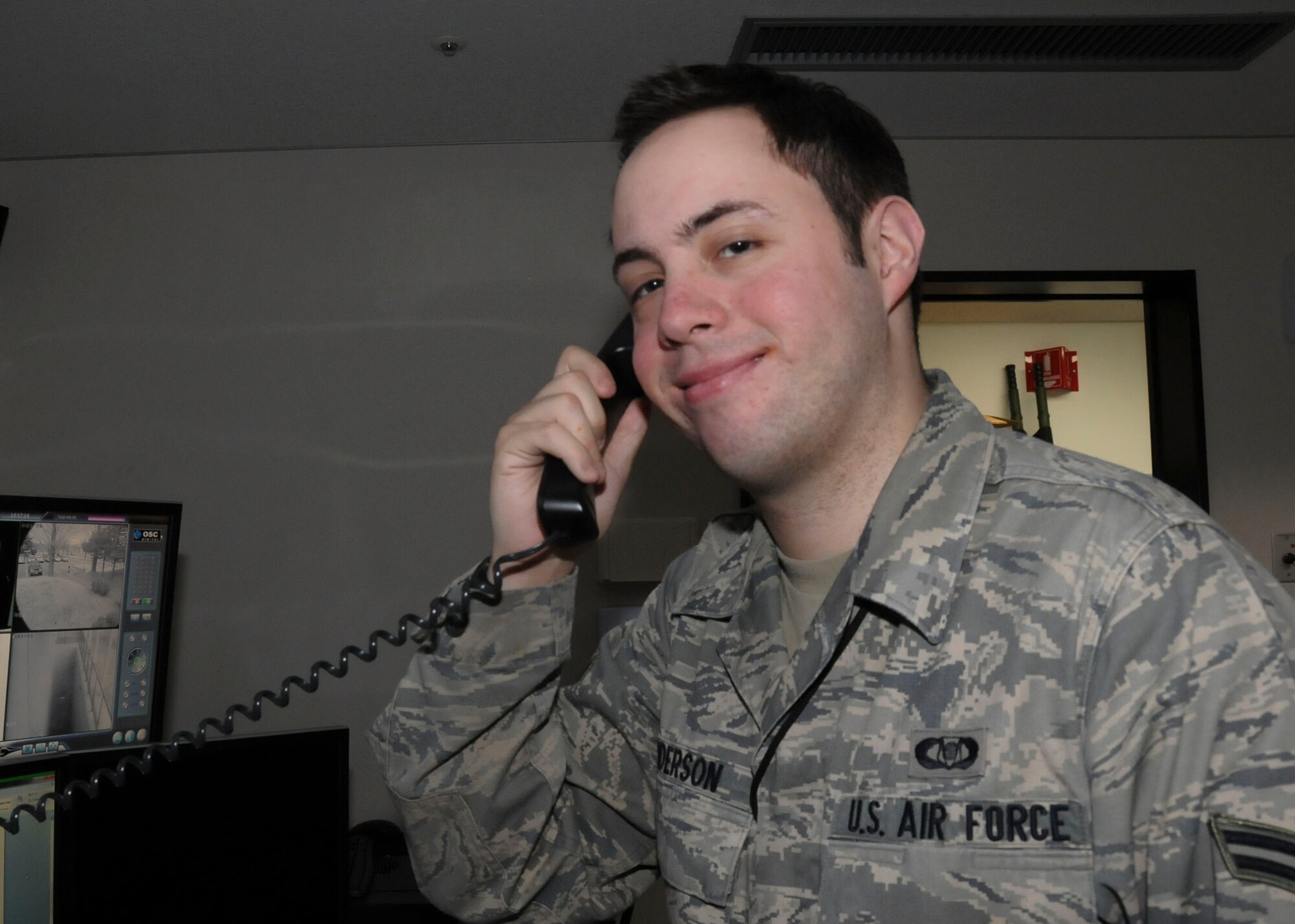 U.S. Air Force Airman 1st Class James Anderson, an Emergency Actions Controller with the 35th Fighter Wing Command Post from Misawa AB, and a Rockland,Mass. -native, works in the Command Post during of Operation Tomodachi at Misawa Air Base in Aomori prefecture, Japan, March 30, 2011.