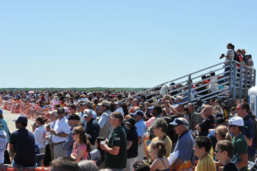 SEYMOUR JOHNSON AIR FORCE BASE, N.C. -- The crowd awaits the next aerial demonstration during the Wings Over Wayne Air Show and Open House here, April 17, 2011. Approximately 160,000 people came from all over the United States to view the air show. (U.S. Air Force photo/Senior Airman Whitney Lambert) (RELEASED)