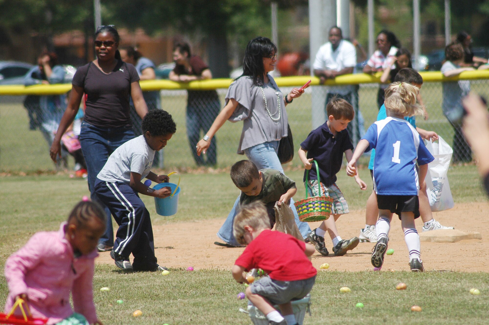 The Easter egg hunt, put on by the Base Chapel, was a huge hit with the children. U. S. Air Force photo by Sue Sapp