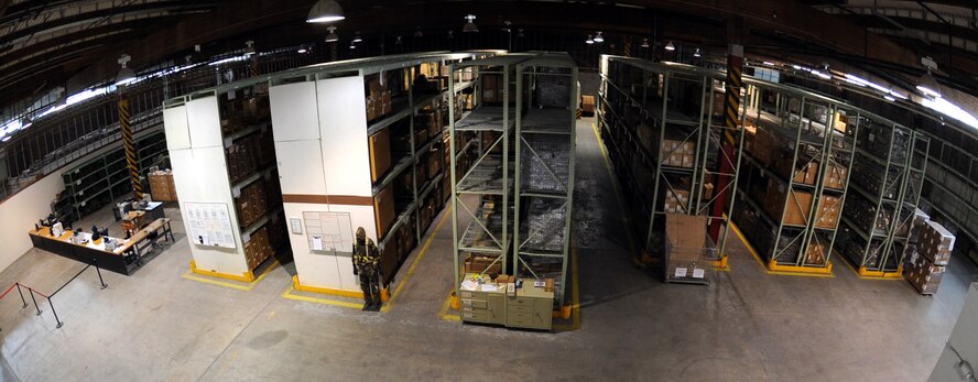 Mobility gear is stored in a warehouse for deployments and exercises April 19, 2011, McConnell Air Force Base, Kan. The 22nd Logistics Readiness Squadron supply section is a key player in supporting McConnell’s mobility requirements. (U.S. Air Force photo/Staff Sgt. Dallas Edwards)