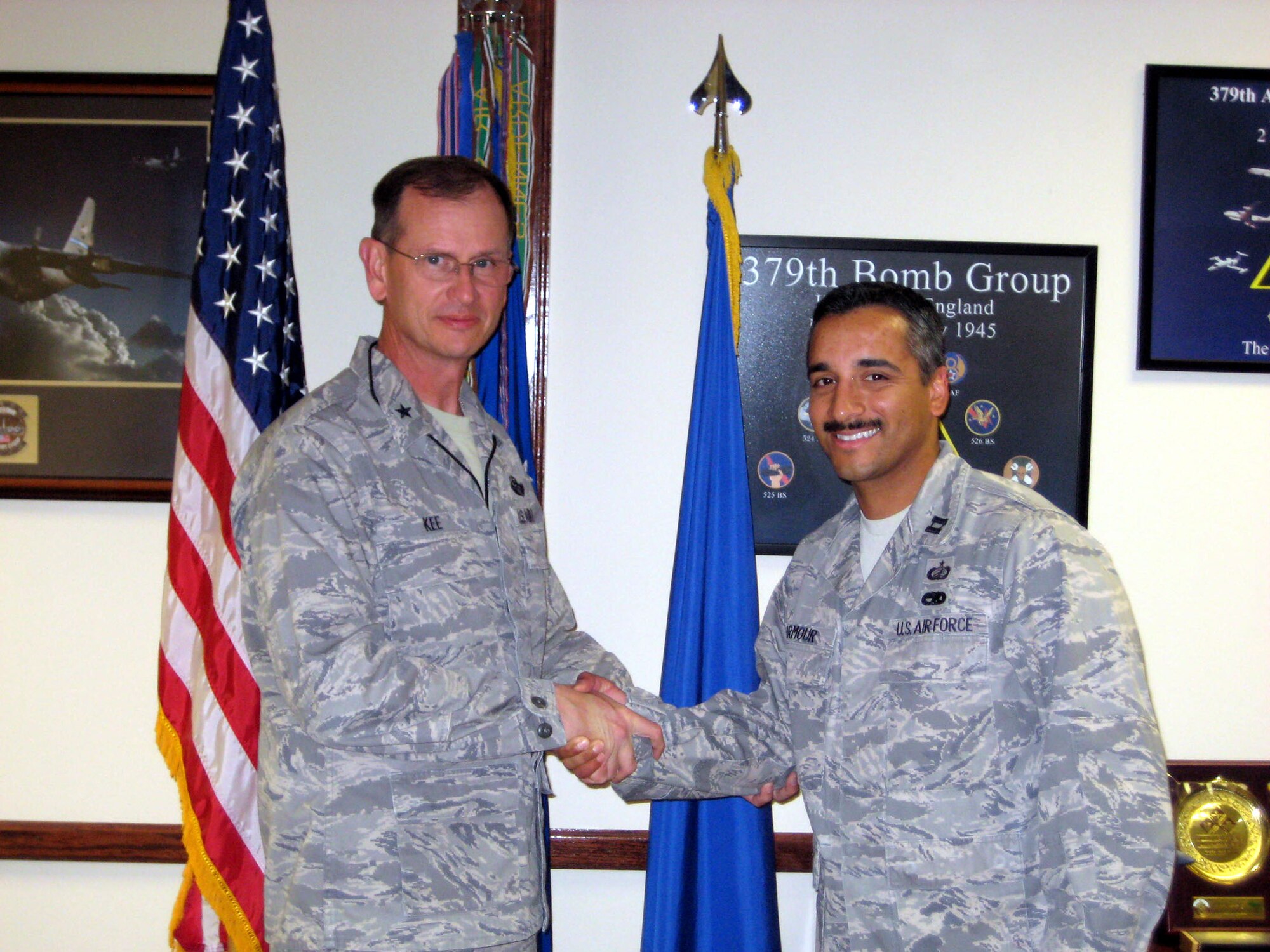 TRAVIS AIR FORCE BASE, Calif. -- 349th member recognized at 379th Air Expeditionary Wing (U.S. Air Force courtesy photo)