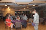 Senior leaders from Randolph took the time to say thank you to all of the individuals and groups who play a role in the recognition program's success during an informal gathering at Randolph's Parr Club April 20.  Col. Scott Peel, 902nd Support Group commander, host for the event, spoke to the local civic leaders and representatives of Randolph professional organizations during the event.  Organizations and civic leaders honor the base's quarterly and annual award recipients throughout the year. (U.S. Air Force photo/Joel Martinez)