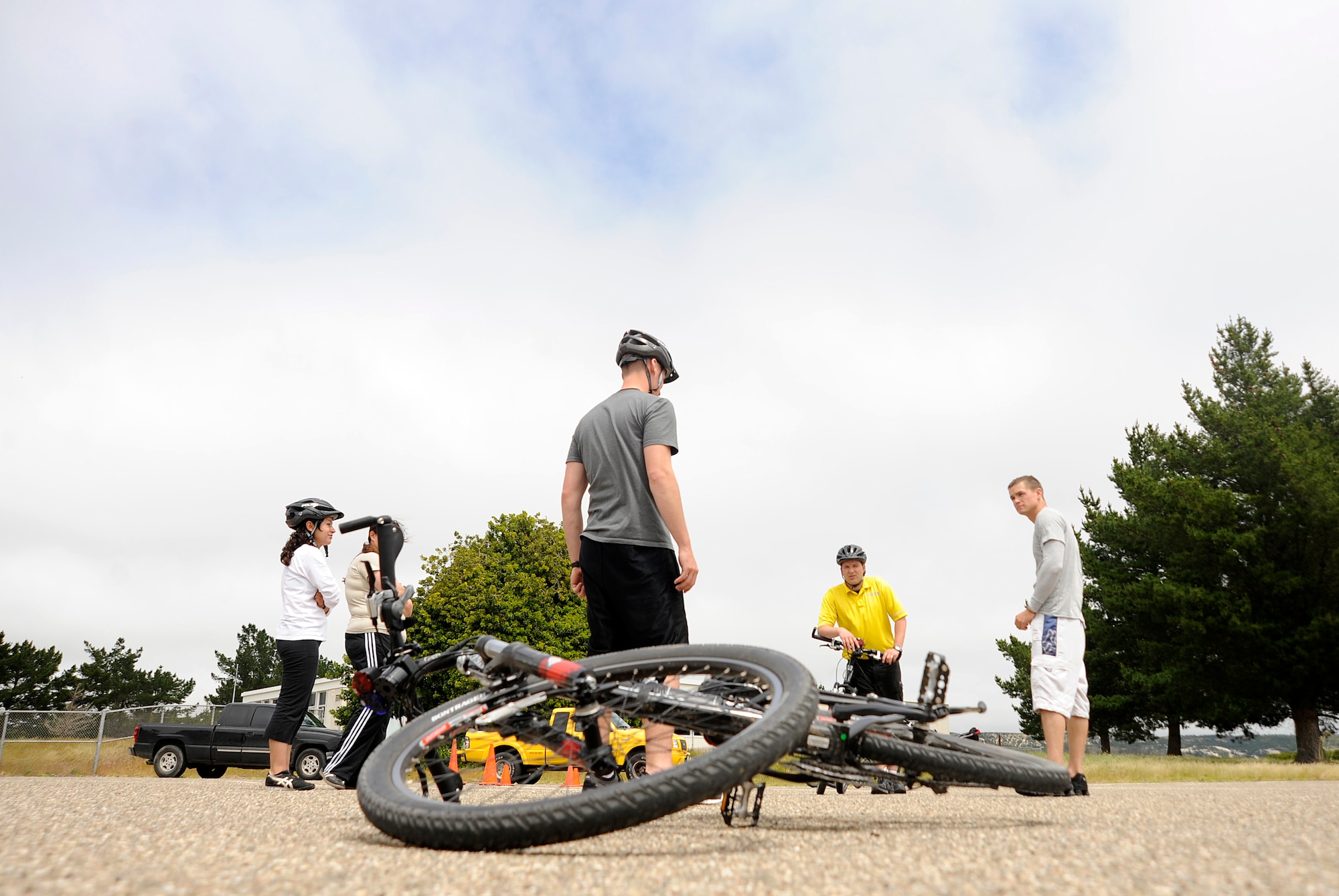 VANDENBERG AIR FORCE BASE, Calif. -- Members from the 30th Security Forces Squadron learn the rules of the road during the bike patrol training here Tuesday, April 19, 2011.  The 30th SFS Bike Patrol plans to be activated during the summer months to provide more community involvement for the base.  (U.S. Air Force photo/Staff Sgt. Andrew Satran) 

 
  