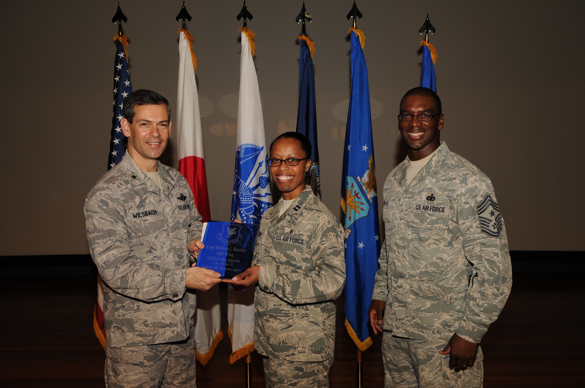 Capt. Melissa J. Beasley, 18th Medical Group, was named the 18th Wing Company Grade Officer of the Quarter. (U.S. Air Force Photo/Airman 1st Class Jarvie Z. Wallace)