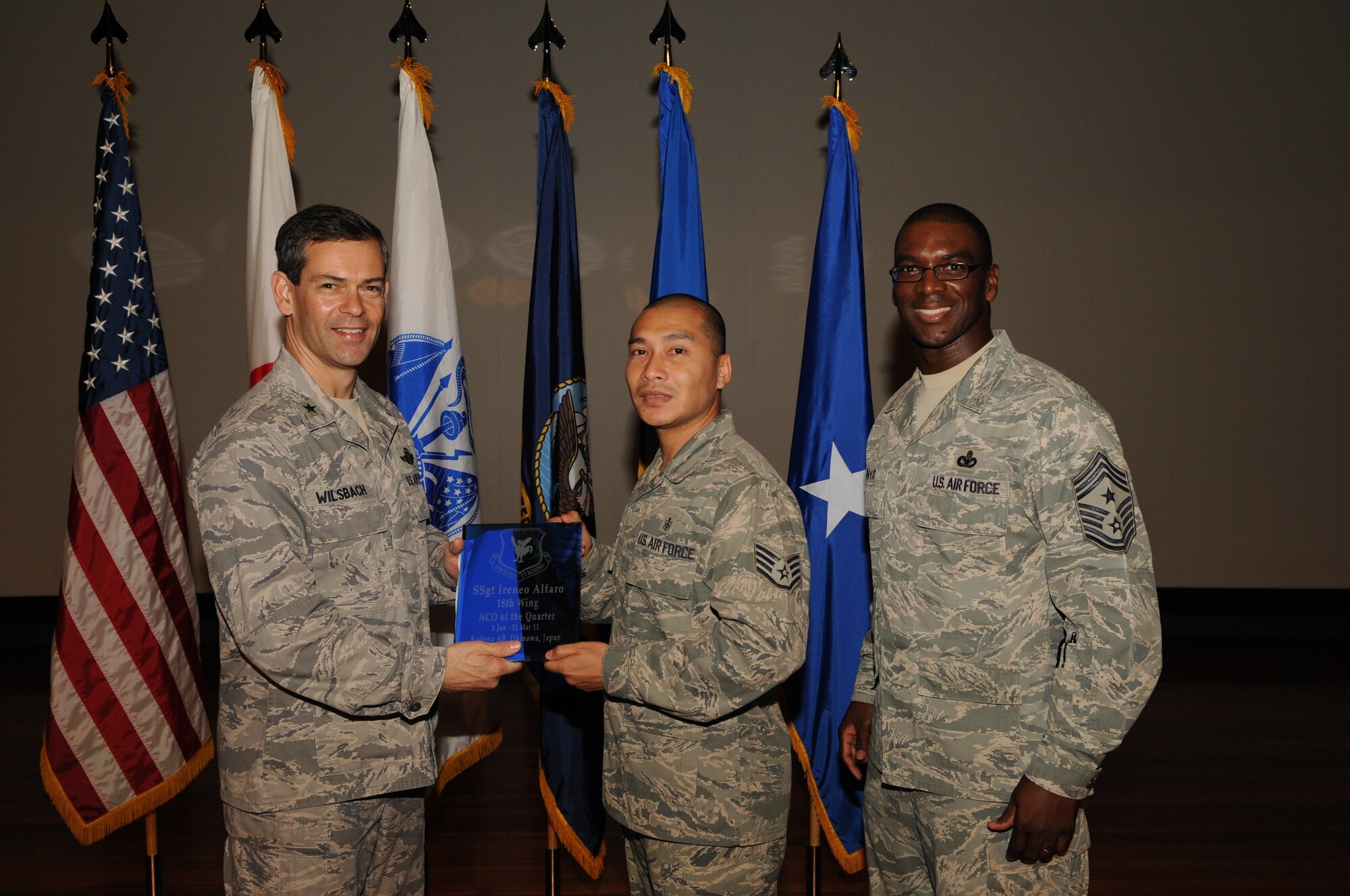 Staff Sgt. Ireneo Alfaro, 18th Medical Group, was named the Team Kadena and 18th Wing NCO of the Quarter. (U.S. Air Force photo/Airman 1st Class Jarvie Z. Wallace)