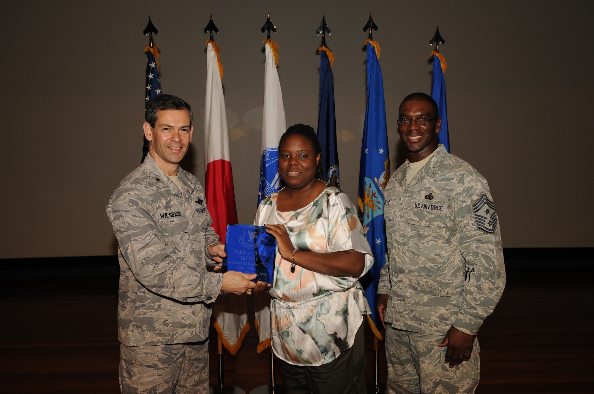 Ms. Robin D. Boyd, 18th Contracting Squadron, was named the Team Kadena and 18th Wing Category II Civilian of the Quarter. (U.S. Air Force photo/Airman 1st Class Jarvie Z. Wallace)