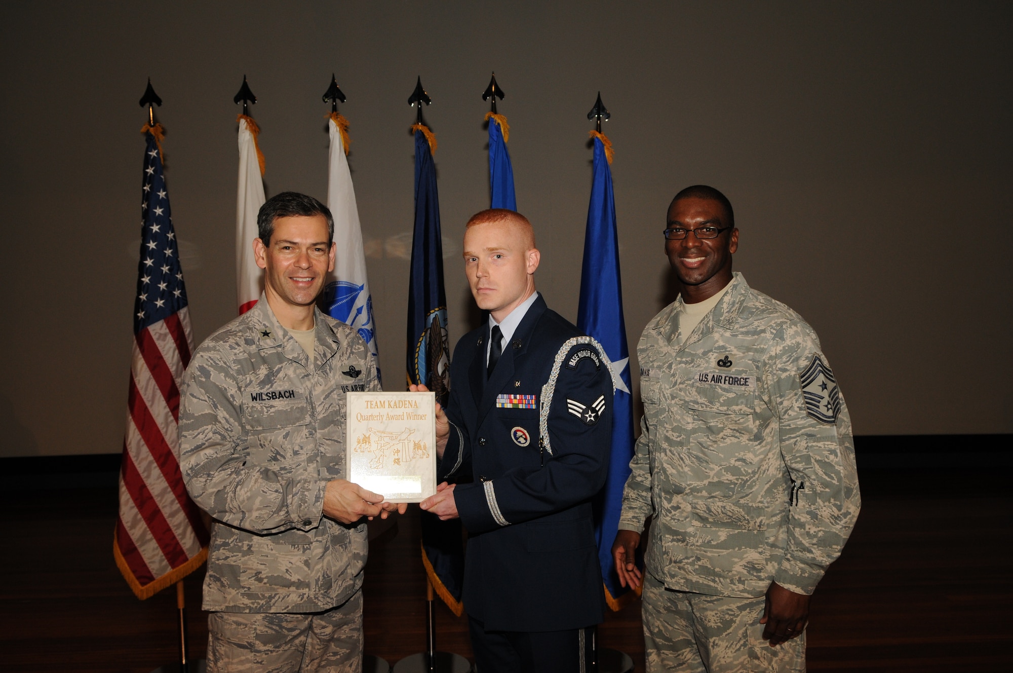 Senior Airman James A. Springer, 18th Medical Operations Squadron was named the Team Kadena Honor Guard Airman of the Quarter. (U.S. Air Force photo/Airman 1st Class Jarvie Z. Wallace)
