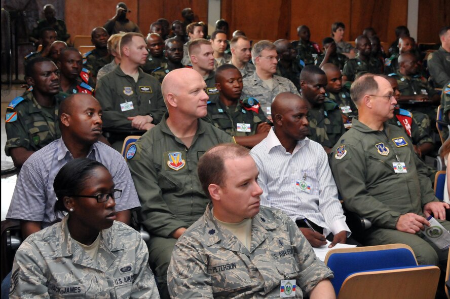 KINSHASA, Democratic Republic of the Congo ? U.S. Air Force and Democratic Republic of the Congo personnel attend the opening ceremonies for the MEDLITE 11 exercise, April 25, 2011. MEDLITE 11 is a joint medical exercise focused on aeromedical evacuation, to improve the readiness of U.S. Air Force and DRC personnel. (U.S. Air Force photo by Tech. Sgt. John Orrell)

