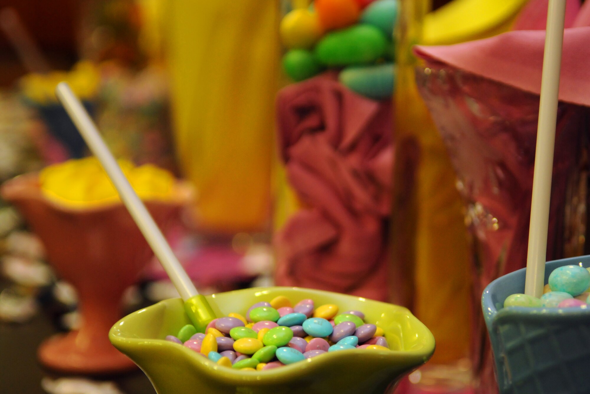 SPANGDAHLEM AIR BASE, Germany – Candy sits on a table during a 52nd Fighter Wing volunteer recognition ceremony at Club Eifel April 21. The ceremony was combined with an ice-cream social to thank wing volunteers for their efforts throughout the year. (U.S. Air Force photo/Staff Sgt. Benjamin Wilson)