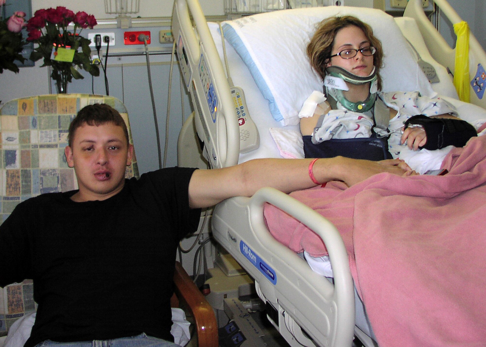 BUCKLEY AIR FORCE BASE, Colo. --  This photo, shared by Lt. Col. Kelly Kanapaux, 460th Communications Squadron, shows his daughter and her fiancé after they were hit by a suspected drunk driver on Memorial Day of 2009. Her fiancé sustained a torn bottom lip, torn eye lid, lacerations on his hands and the skin between his nostrils was torn. She suffered two cracked vertebrae in her neck, tore the PCL of the left knee and suffered a miscarriage. (Photo courtesy of Lt. Col. Kelly Kanapaux)
